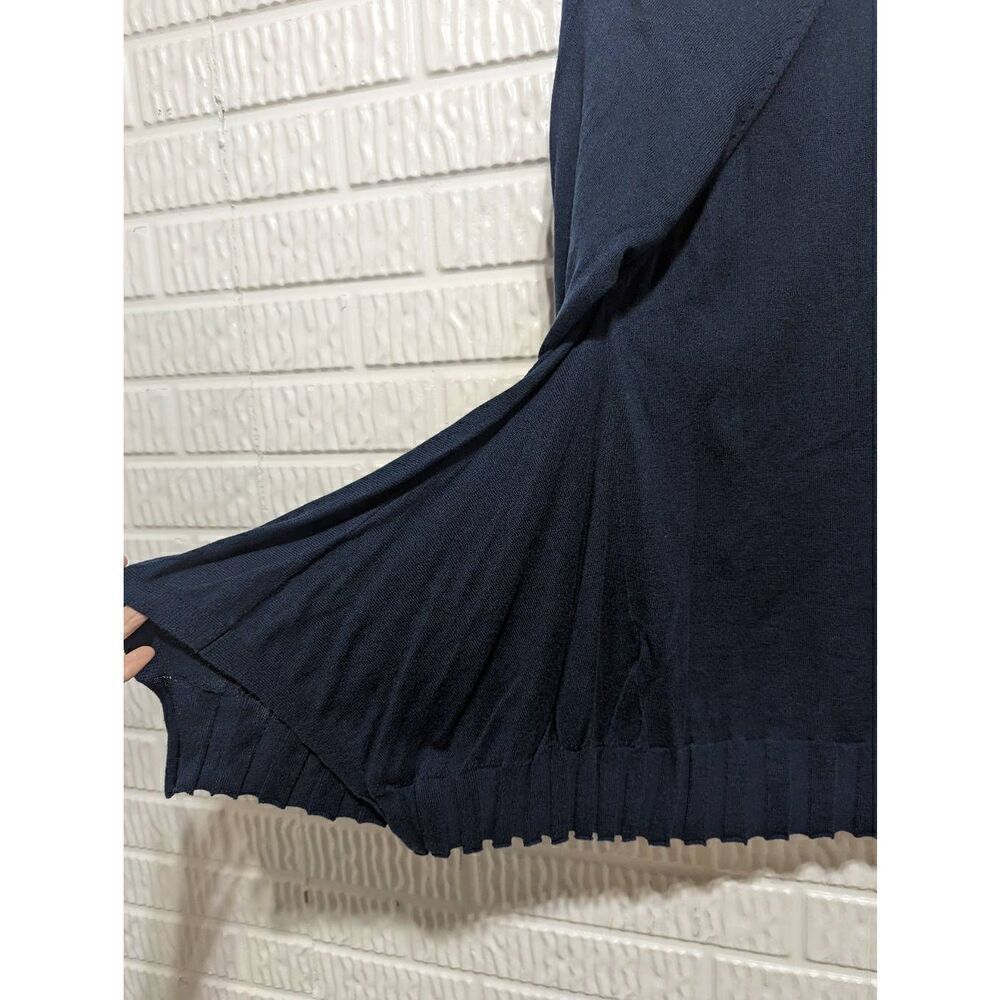 Planet Womens Blue Raglan Sleeves Wide Box Pleat Bottom V-Neck Sweater One Size - Picture 5 of 8